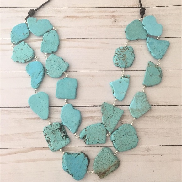 BNIB Chunky Layered Turquoise Statement Necklace - Picture 2 of 8